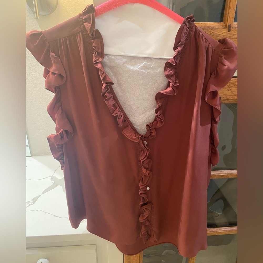 Frame Ruffle Silk Top